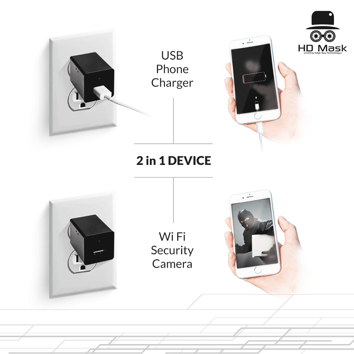 HD 1080P Security Camera USB Phone Charger
